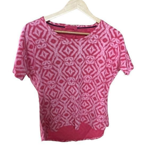 Womens Fresh Produce pink and‎ white short sleeve shirt